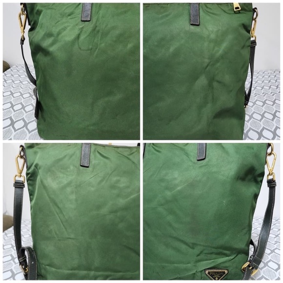 Authentic Prada Saffiano-Trimmed Tessuto Tote Bag Green - Picture 10 of 15